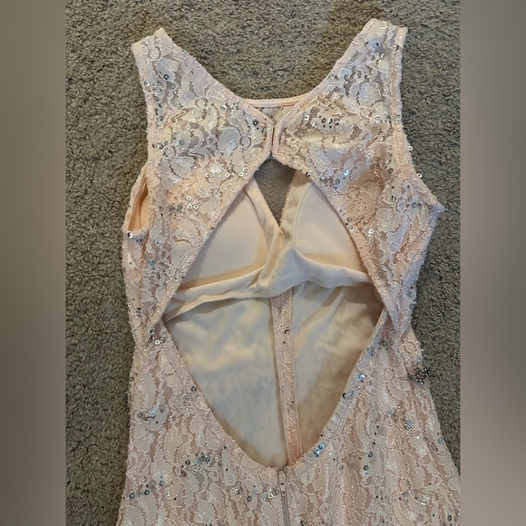 My Michelle Blush Pink Lace Sequin Gown – Size 5 - Picture 12 of 15